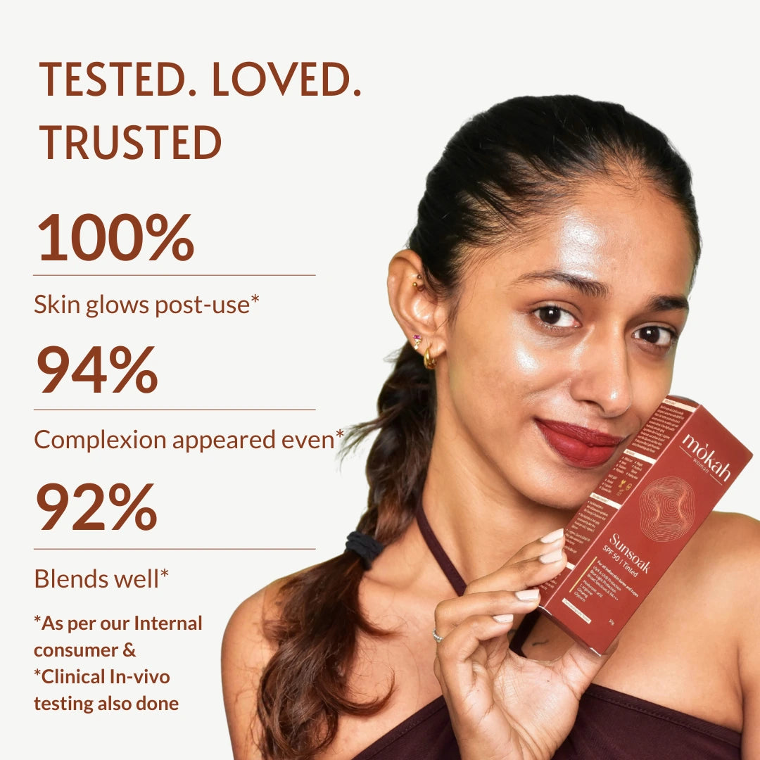 Sunsoak SPF 50 PA++++ Tinted Sunscreen 50g |  Hyaluronic Acid & Aloe Vera