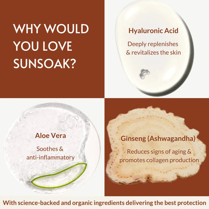 Sunsoak SPF 50 PA++++ Tinted Sunscreen 50g |  Hyaluronic Acid & Aloe Vera