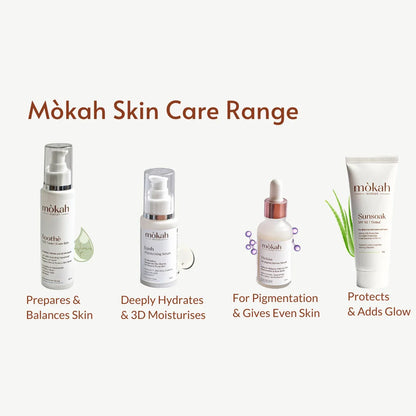 Sunsoak SPF 50 Tinted Sunscreen with hydrating Hyaluronic Acid and Aloe Vera, broad-spectrum UV and blue light protection, universal tint, non-sticky, suitable for all skin types including sensitive skin.