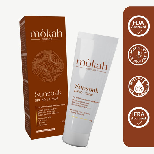 Sunsoak SPF 50 PA++++ Tinted Sunscreen 50g |  Hyaluronic Acid & Aloe Vera