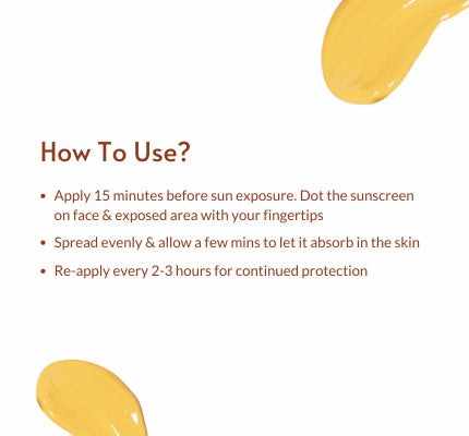 Instructions for applying Sunsoak SPF 50 Tinted Sunscreen with universal tint and hydrating benefits.